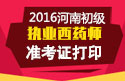 2023年河南执业西药师职称考试准考证打印