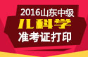 2023年山东儿科主治医师职称考试准考证打印